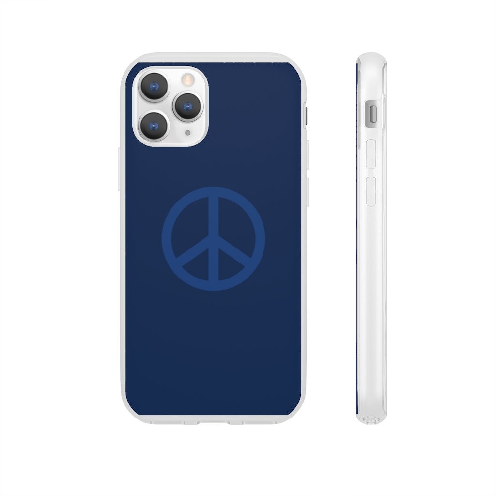 Phone Case with Simple Peace Sign in Blue on Blue.