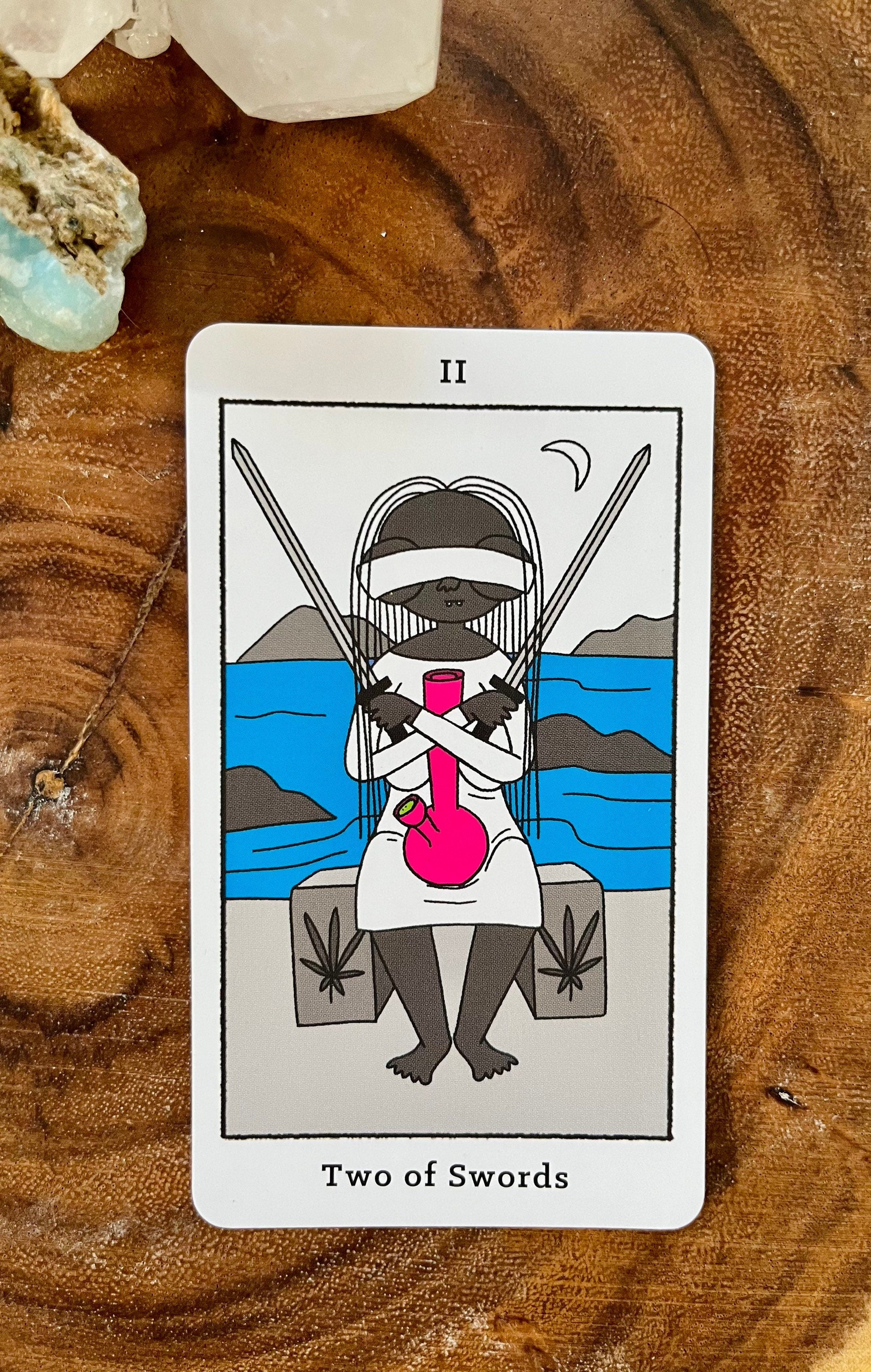 Four Twenty Tarot Card Deck, Oracle Divination Tool, Stoner Marijuana Weed Lover Occult Cards Beginner Rider Waite Tarot Guidebook.